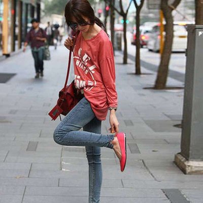 米纱2015韩版新款女中低腰修身显瘦小脚铅笔牛仔长裤8018