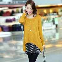 米纱2015春秋季新款毛衣韩版大码女装蝴蝶结绣花两件打底毛衣9225