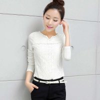 米纱2015春秋装新款欧洲站气质手工钉珠长袖蕾丝打底衫1108