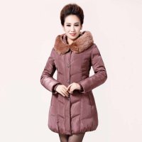米纱2015冬季新款时尚潮流中老年款高仿兔毛大毛领羽绒服B8867