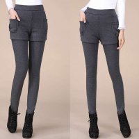 米纱2015新款假两件打底裤加绒打底裤裙加厚大码打底裤8011