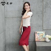 米纱2015夏装新款韩版时尚套装棉麻两件套女休闲上衣裤子2680
