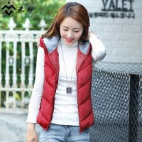 米纱2015秋冬新款女士时尚修身经典百搭多色连帽短款背心外套马甲102