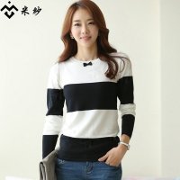 米纱2015秋新款韩版女装长款长袖针织打底衫秋冬T恤女款小衫上衣9111