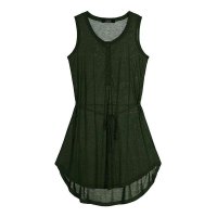 2014秋冬新款甜美显瘦收腰纯色无袖背心裙不规则下摆连衣裙181106