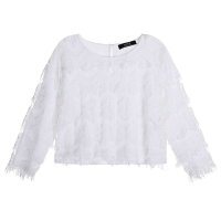 MAPLE 2014秋冬新款百搭修身短款蕾丝绣花女打底衫长袖T恤 370703