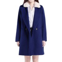 2014秋冬新款女装毛呢外套韩版修身中长款毛领呢大衣女外套371023