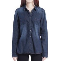 2014秋冬新款韩版文艺牛仔衫牛仔衣女保暖衬衫水洗牛仔衬衫371052