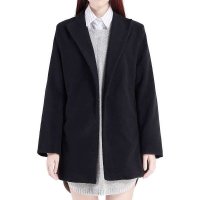 2014秋冬新款韩版翻领中长款长袖呢子大衣宽松口袋款外套女452345