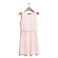 2015春夏新款韩版女装蕾丝无袖甜美连衣裙中腰蝴蝶结A字裙452814