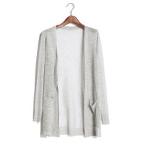 2015夏韩版新款纯色中长款开衫百搭针织防晒衣空调衣女潮 453649
