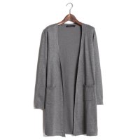 2015秋季韩版街头复古宽松中长款百搭休闲针织开衫毛衣外套380751