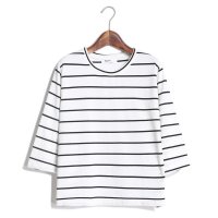2015初秋新款韩版基础款经典条纹宽松百搭七分袖T打底衫女453756