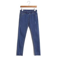 2015初秋新款韩版弹力紧身显瘦腿裤脚散边牛仔裤破洞小脚裤453798