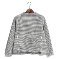 2015秋冬新款韩版千鸟格OL上衣个性不规则下摆后拉链T恤女380883