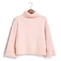 2015秋冬新款韩版百搭纯色毛针织衫高翻领毛衣保暖打底衫女372124