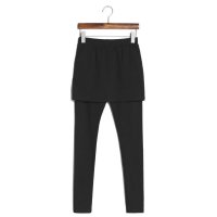 2016春秋冬新款韩版假两件裙裤纯色松紧腰小脚裤打底裤女潮380738