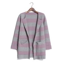 2016春季女装毛衣外套女开衫厚韩版条纹上衣中长款外套潮345054
