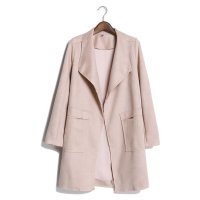 2016春季新款韩版简约OL纯色气质风衣百搭女士中长款外套潮372132
