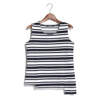 2016春季新款韩版显瘦百搭不规则下摆横条纹莫代尔棉背心女181876