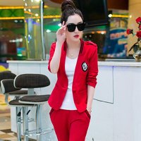 杰雅轩芝 新款三件套时尚休闲运动套装女春秋季小西装短外套卫衣E05-420