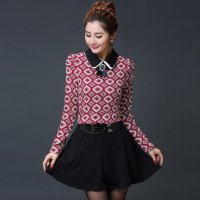 杰雅轩芝 2015新款春装大码长袖韩版翻领假两件连衣裙女打底裙大10-8722