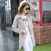 苏宁杰雅 2015秋新款收腰风衣女大翻领中长款韩版外套大10-8837