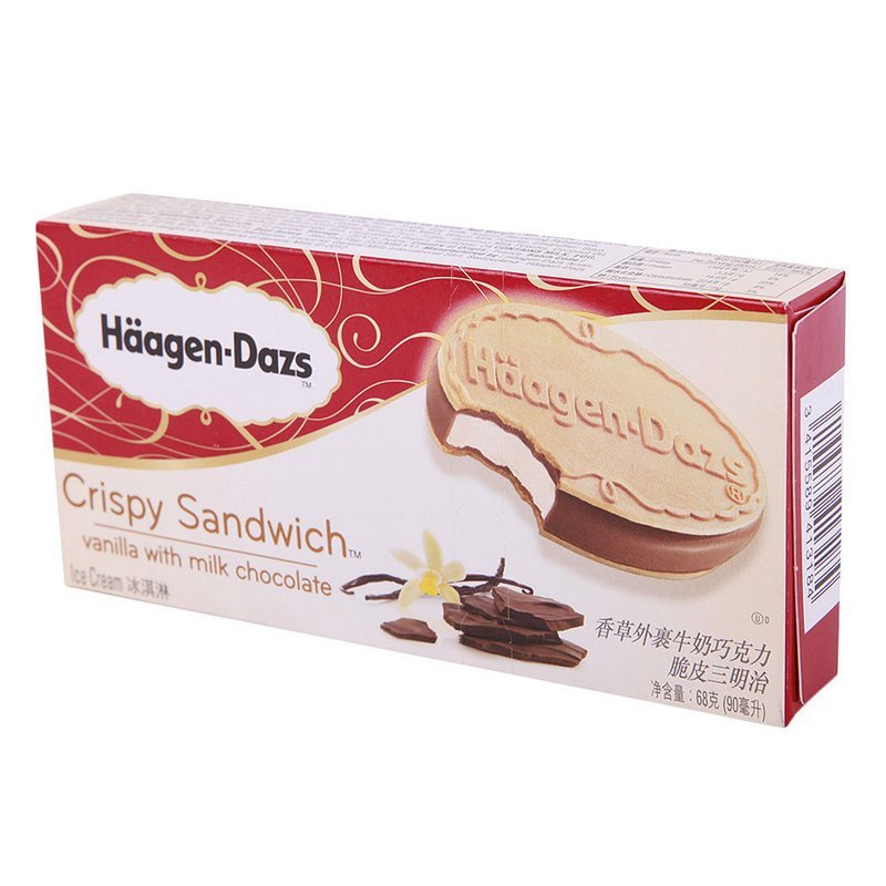 哈根达斯香草外裹牛奶巧克力脆皮三明治68g冻品冰棍满80元起3天内发bp