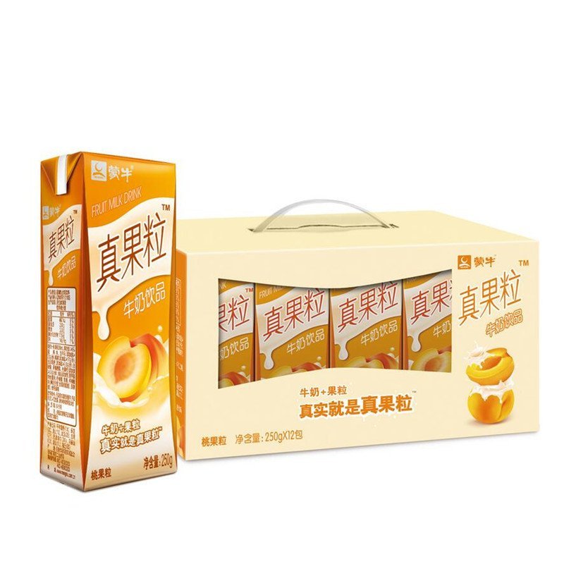 蒙牛真果粒黄桃果粒12盒装250ml一盒牛奶乳品产发mk