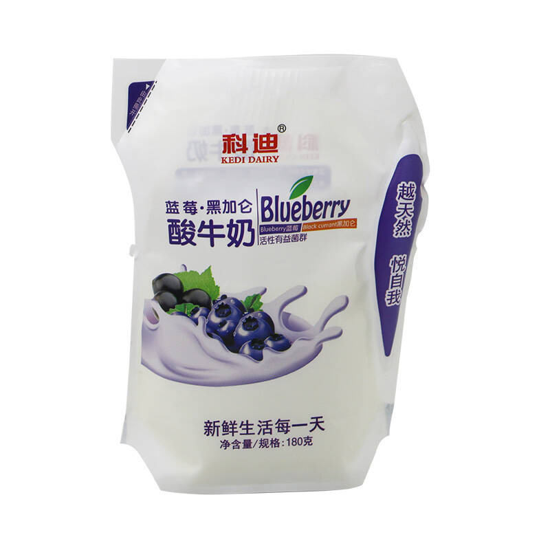 科迪爱克林酸奶全脂风味酸乳酸牛奶早餐奶黑加仑蓝莓味190gx10袋产发