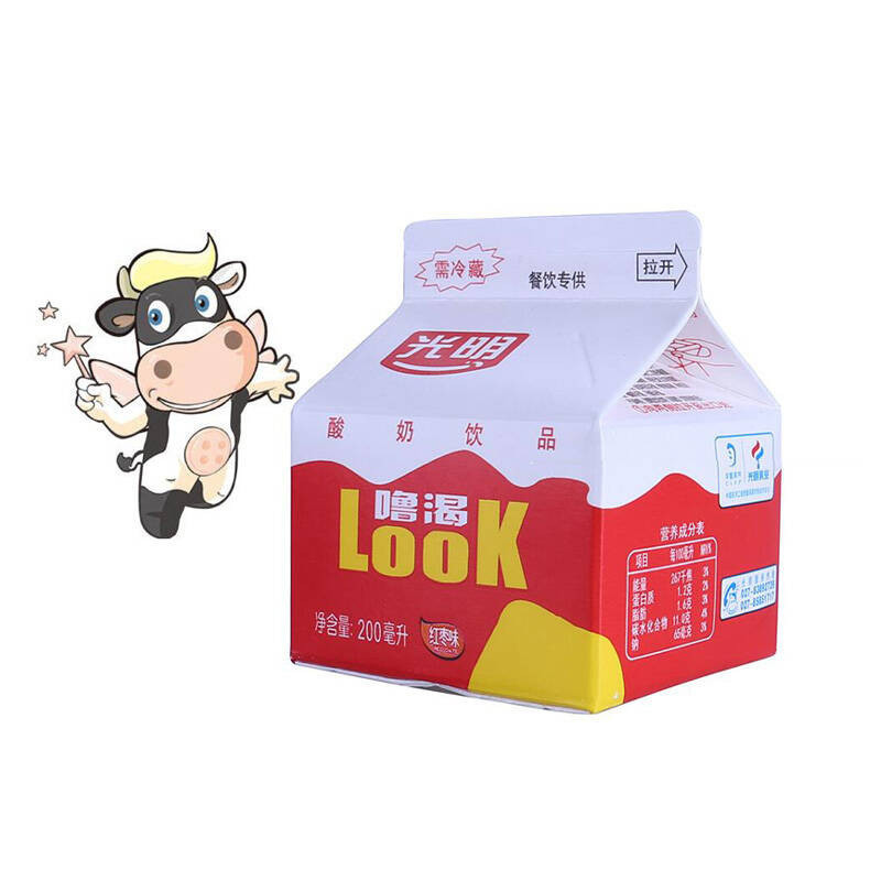 光明look噜渴酸奶乳酪红枣味酸牛奶200mlx10盒产发