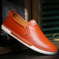 蒂诺克夏季新款皮鞋男韩版透气男士休闲鞋青年一脚套板鞋低帮潮鞋