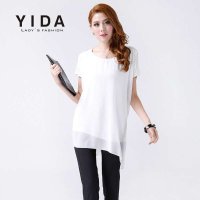 依达yida 2014夏装 新品韩版蕾丝雪纺拼接莫代尔 棉