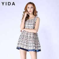 依达 yida 2014夏季新款修身甜美公主格子时尚连衣裙 女