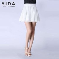 依达 yida 2014夏季新款修身甜美公主时尚半身百褶短裙 女 白色百搭