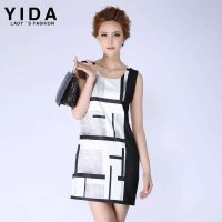 依达 yida 204新品夏款修身款印花一步裙 均码黑色