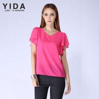 yida 依达 2014夏季新款通勤荷叶边合体舒适雪纺衫上衣 多色可选 女