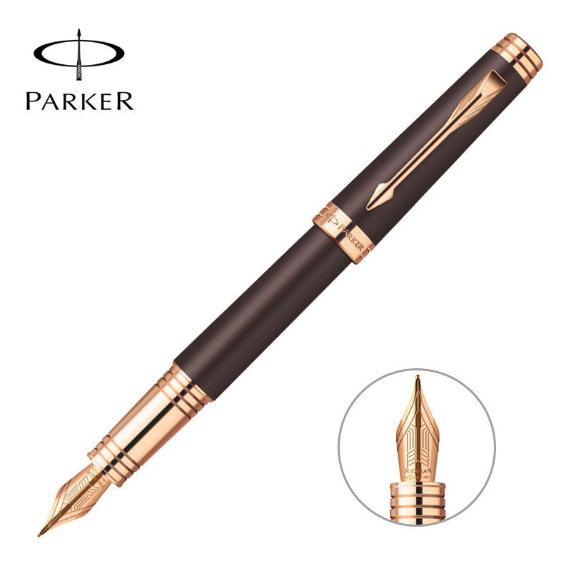 派克parker首席巧克力玫瑰金色金夹钢笔墨水笔