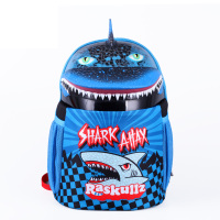 raskullz莱斯狐 MK0009 蓝色鲨鱼学生书包 3D卡通儿童双肩书包 幼儿园减负双肩背包