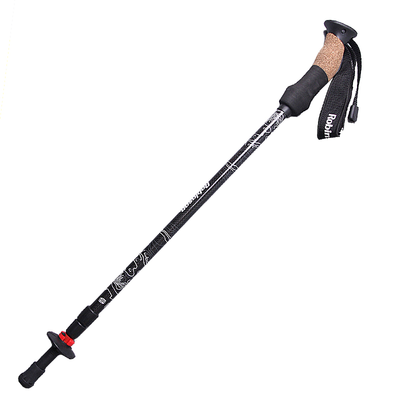 鲁滨逊登山杖穿云 碳素纤维3k轻质直握柄手杖 徒步伸缩三节拐杖 参数