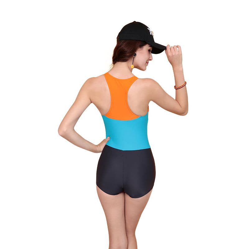 YINGFA英发 女士拼色连体平角泳衣Y1639 舒适胸垫泳衣图片