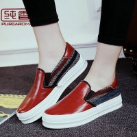 纯香2016春季新款休闲鞋女韩版学生球鞋一脚蹬懒人鞋厚底乐福鞋女松糕板鞋8765