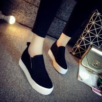 2016春季新款乐福鞋内增高厚底帆布鞋女韩版一脚蹬套脚懒人鞋学生休闲鞋女鞋