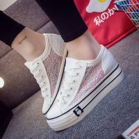 2016夏季新款镂空蕾丝网纱韩版帆布鞋厚底学生鞋凉鞋乐福鞋