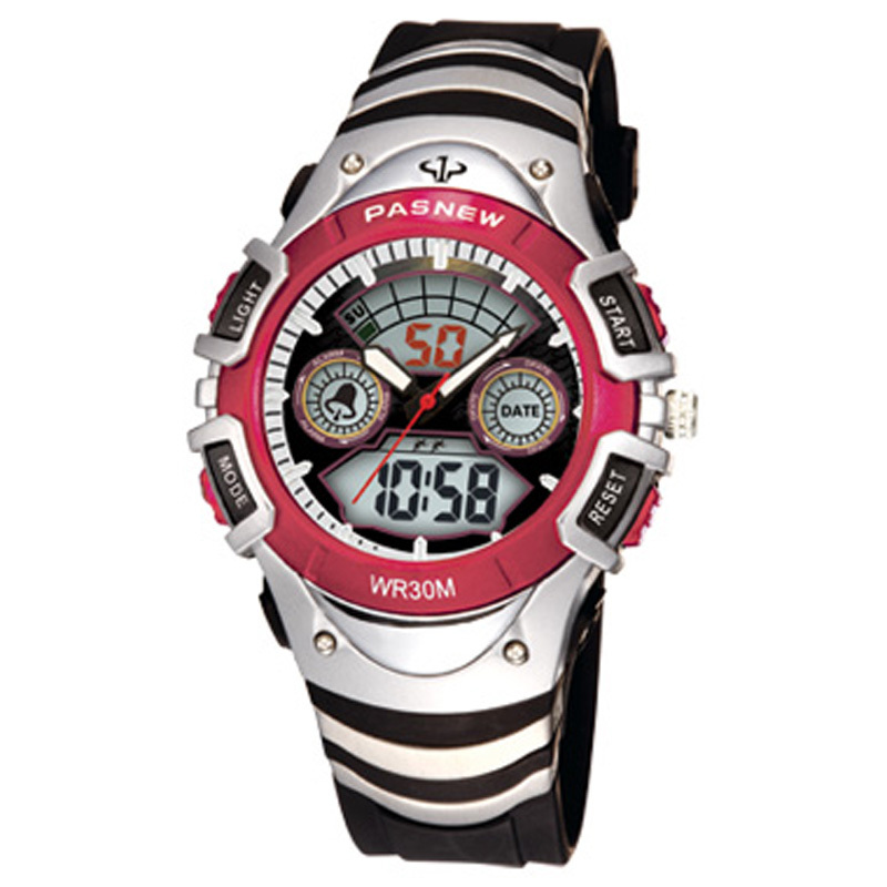pasnew百圣牛双显30米生活防水防水运动电子表学生表正品韩版防水表