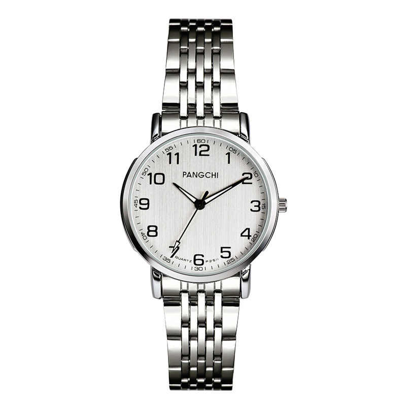 新款鹏志pangchi男士手表弹簧伸缩表带复古石英表女表清晰刻度夜光