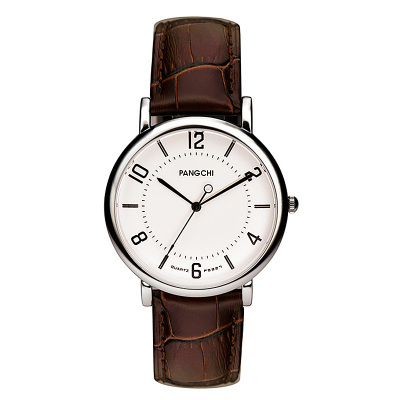 鹏志(pangchi)皮带手表 大表盘男士皮带表 简约时尚石英情侣对表 经典