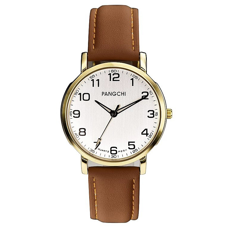 鹏志(pangchi)老年人手表 石英表 男 2035机芯时尚商务男士表 超清