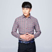 才子男装（TRIES）长袖衬衫 男士格纹撞色长袖修身衬衫