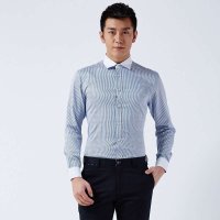 才子男装（TRIES）正装长袖衬衫 男士竖条纹两色长袖修身正装衬衫